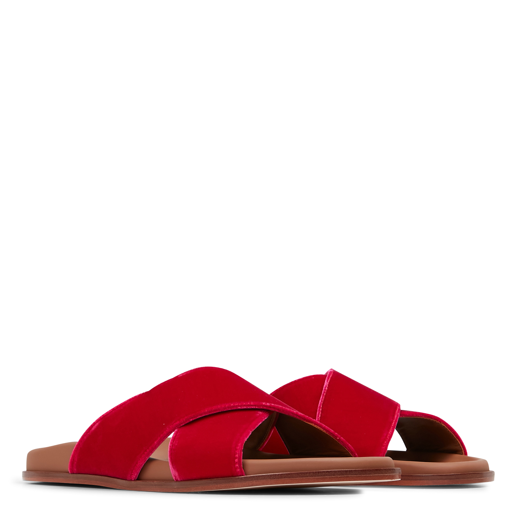 Mules en velours | Rouge