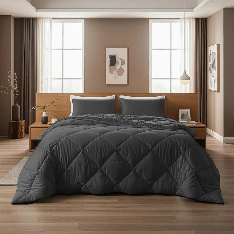 Dekbed zonder Overtrek Diamond 140x200 – Met Kussenslopen – Wasbaar – Antraciet