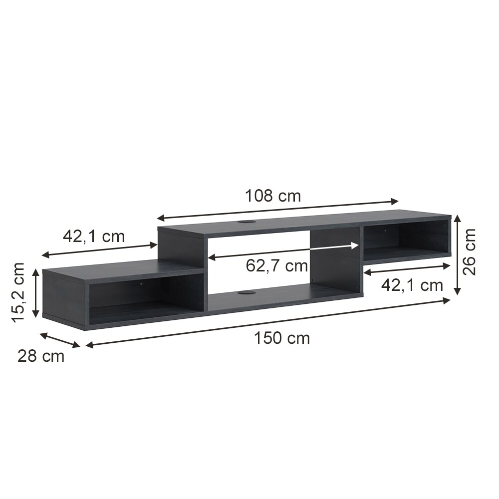Vicco CD-Regal Drive Schwarz Beton 150 x 26 cm offenes Regal