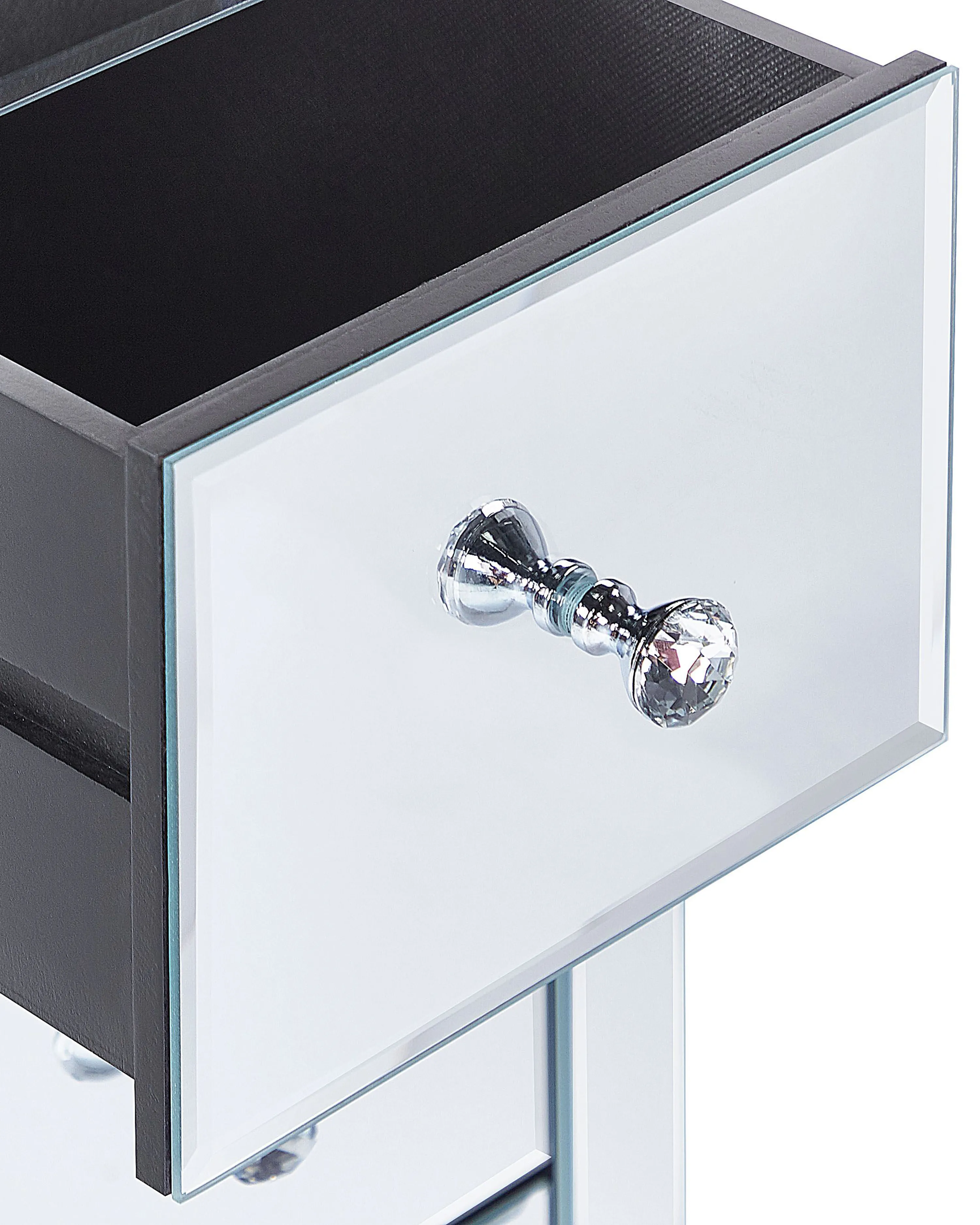 Nachtkastje met 3 laden LORRIS Glas Spiegelend zilver