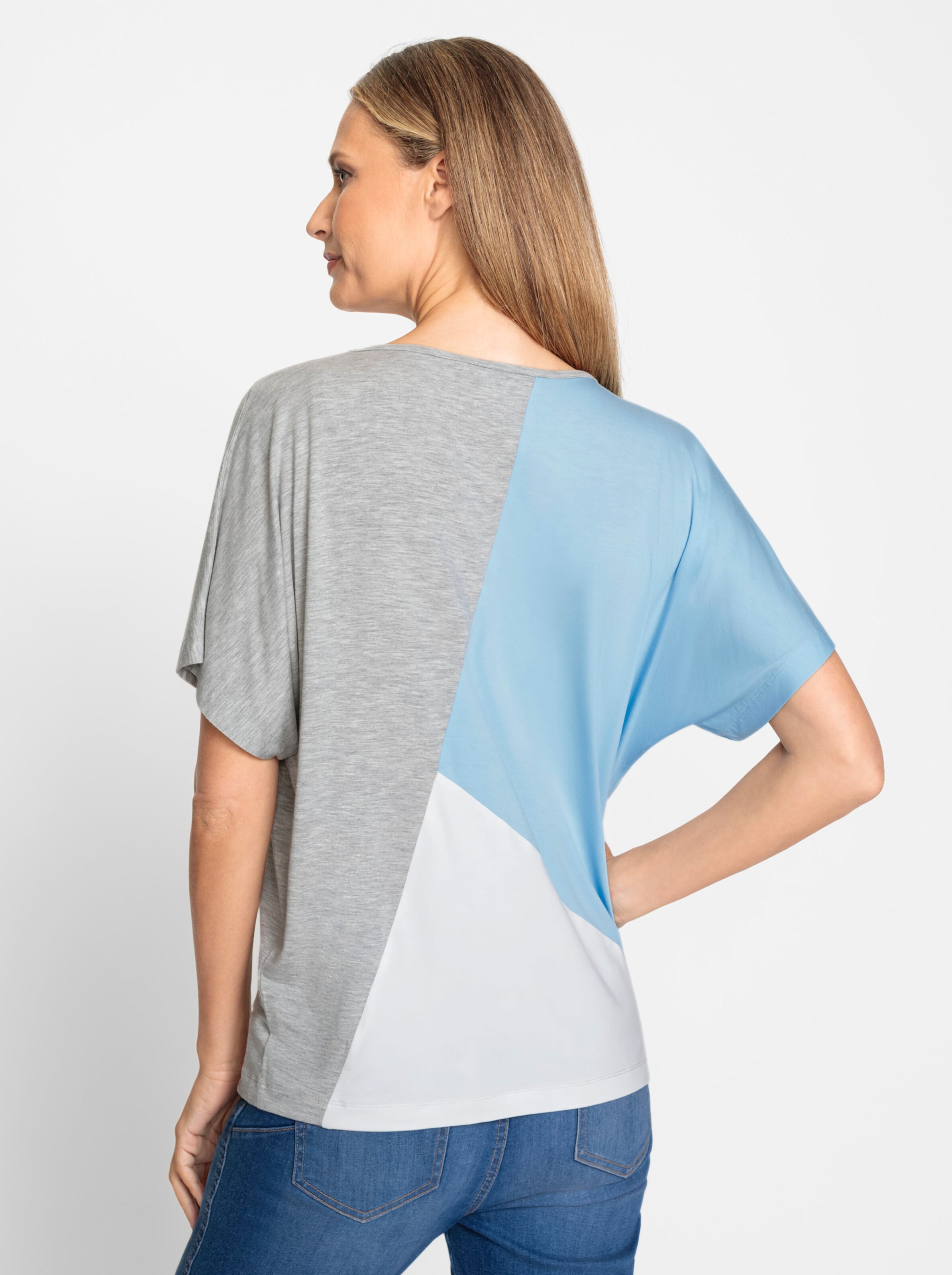 heine Shirt in steingrau-hellblau-gemustert