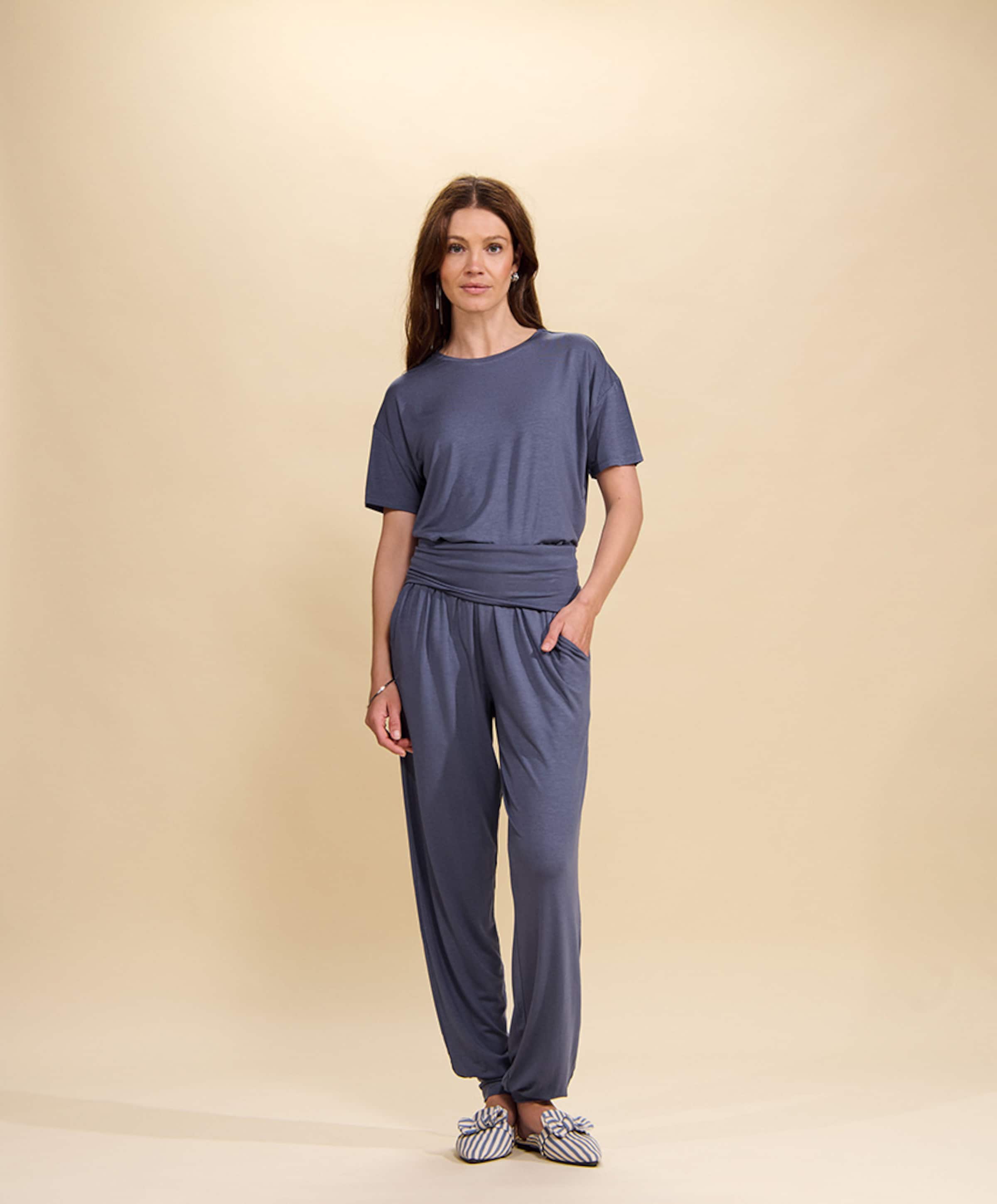 Essenza Dames pyjamatop blauw
