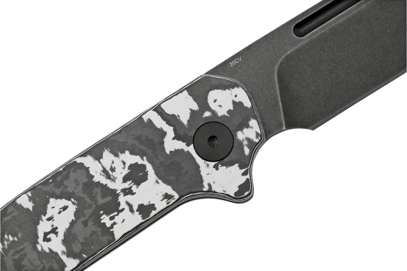 QSP Knife Penguin QS130SJ-G2 CPM 20CV Black Stonewashed, Fat Carbon White Storm, slipjoint zakmes