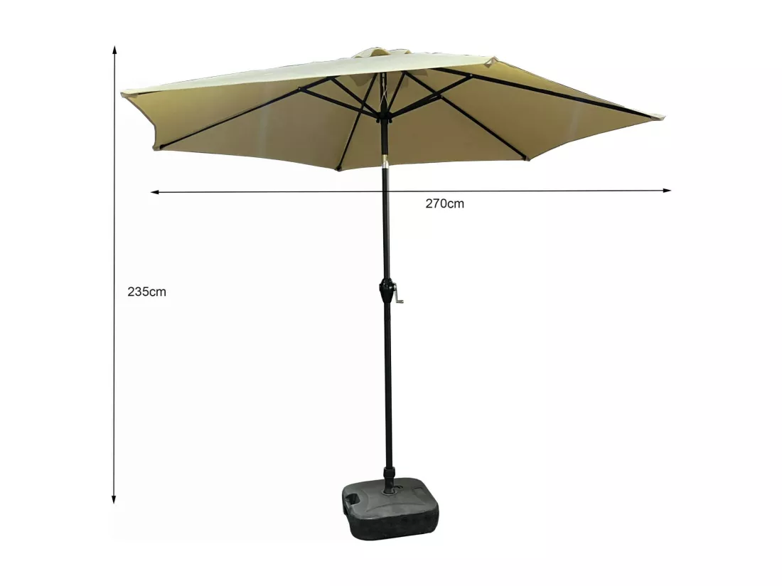 Parasol de jardin ORIENT avec inclinaison réglable en beige, Poids 4,5 kg Dimensions L270 x l270 x H235 cm