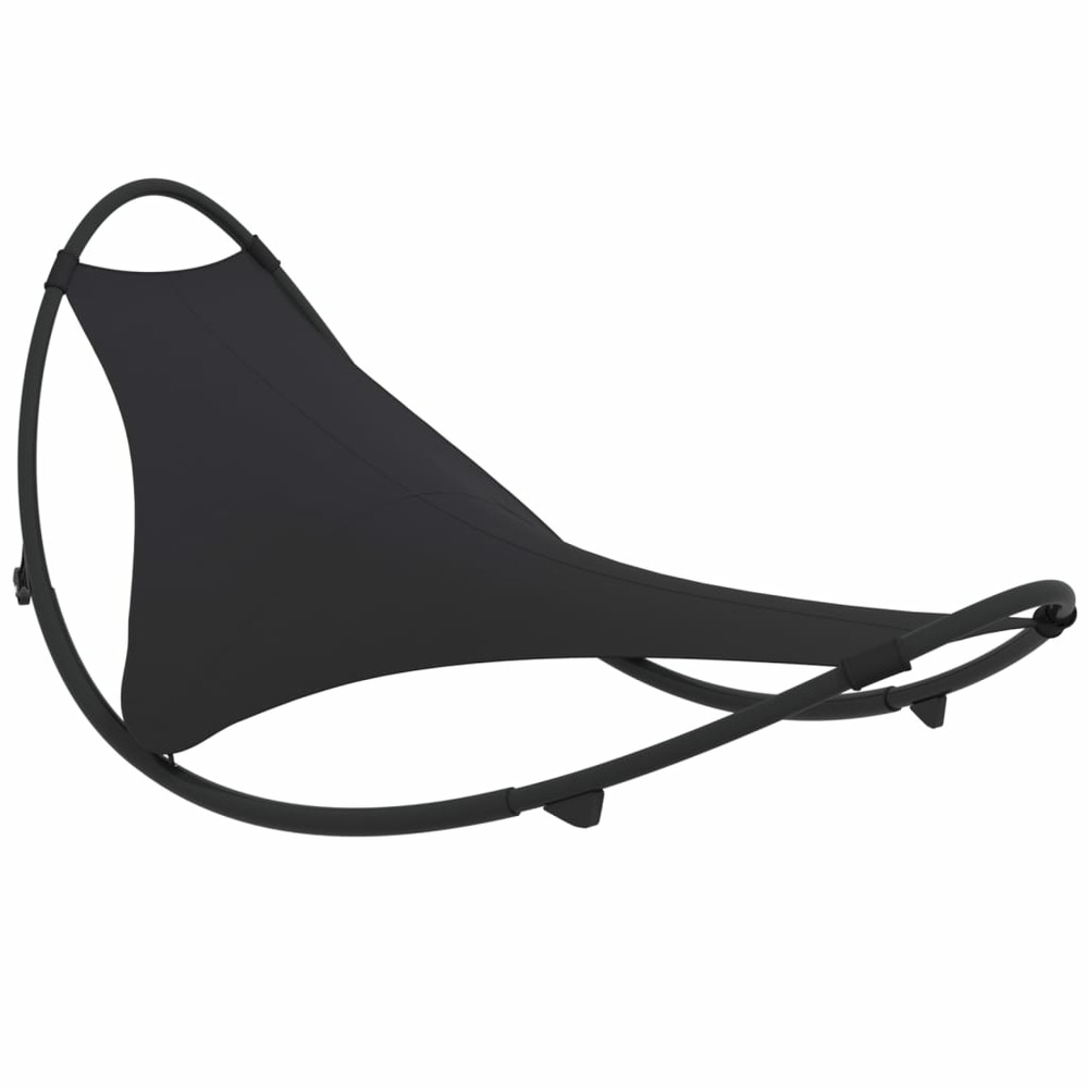 Transat chaise longue bain de soleil lit de jardin terrasse meuble d'extérieur à bascule avec roues acier et textilène noir 0