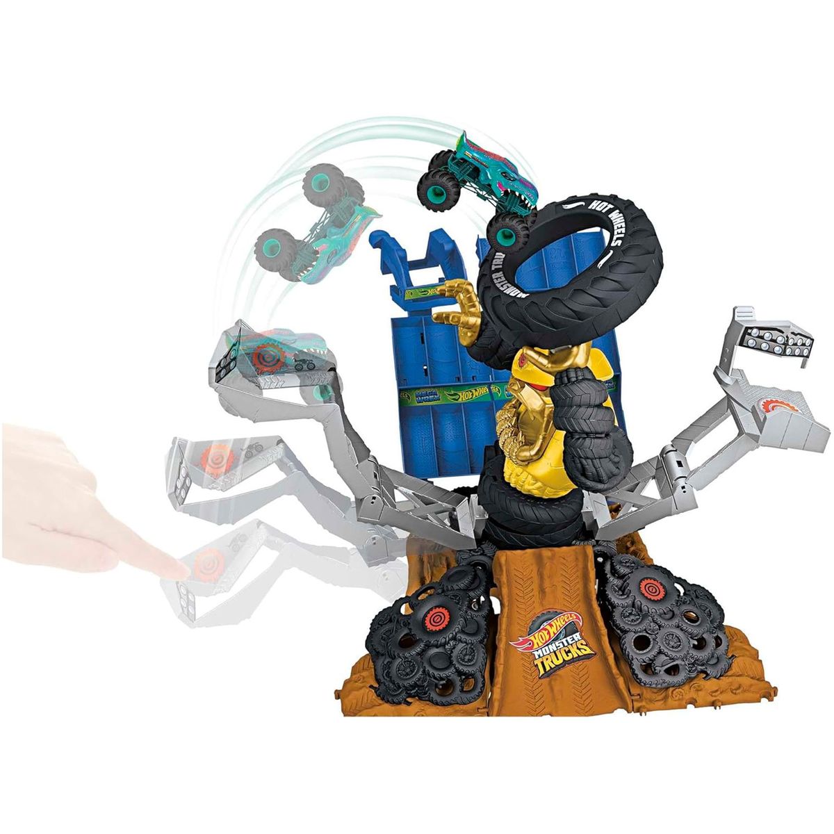 Mattel HPR47 - Hot Wheels - Monster Trucks - Arena Smashers - Mega-Wrex - Interaktives Spielset mit einem Fahrzeug, Crushzilla Takedown