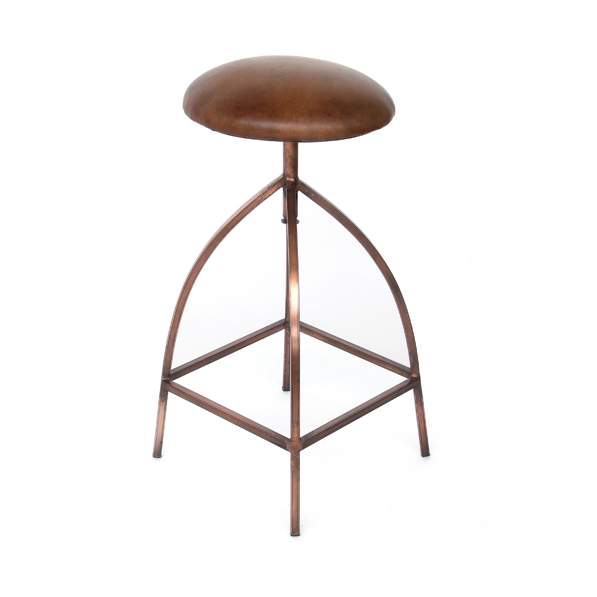 Barhocker 'Vault', cognacbraun, messing, T 36 cm, B 36 cm, H 75 cm von fischer's lagerhaus