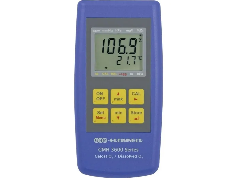 Greisinger GMH 3611-GL Iltmåleapparat Tryk, Ilt-koncentration, Ilt-mætning
