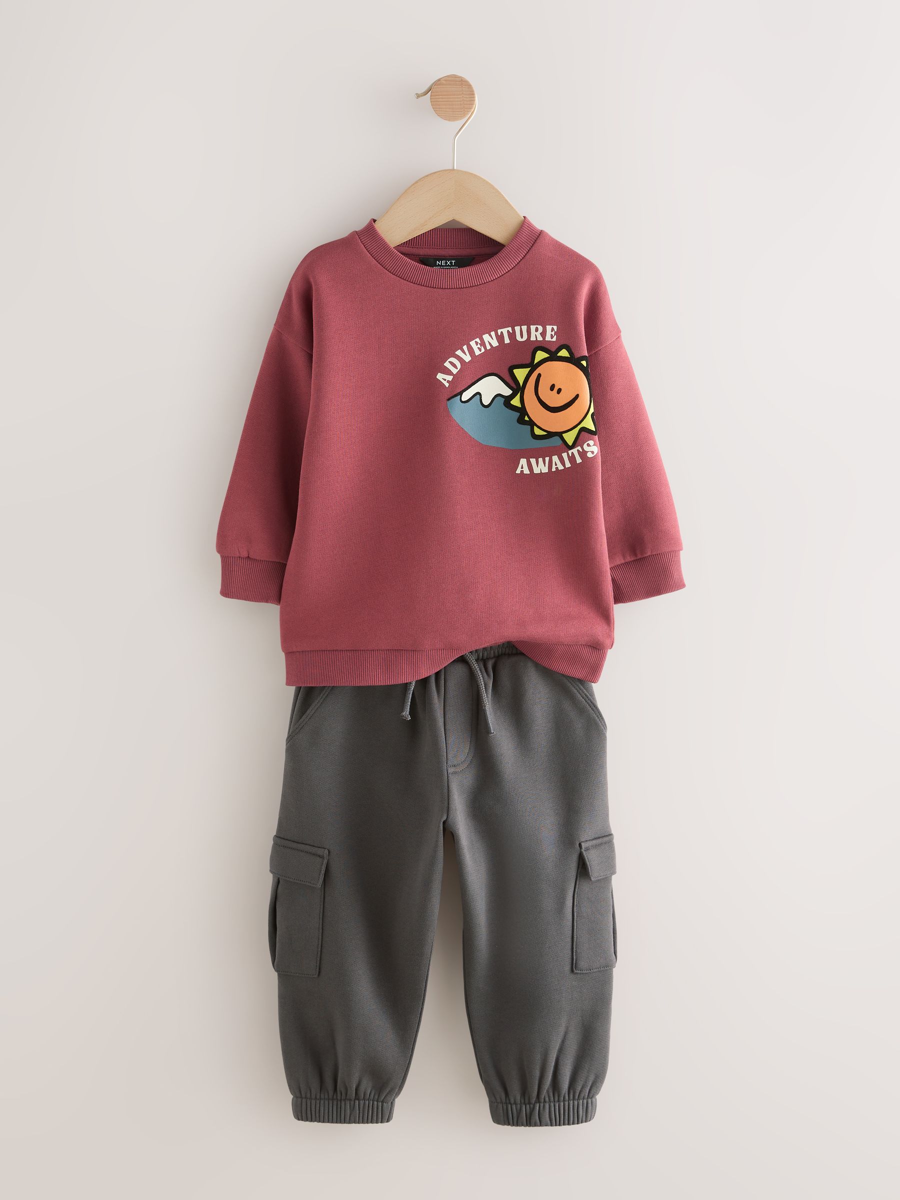 Bordeauxrood - Set met sweatshirt en utility-joggingbroek (3mnd -7jr)