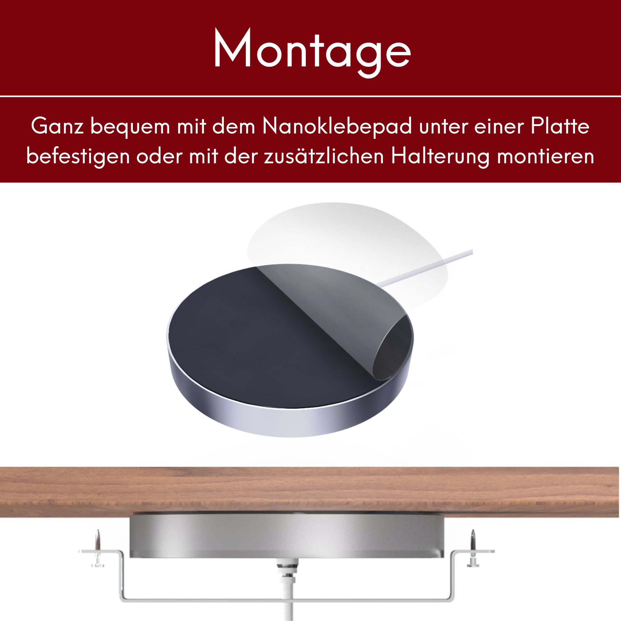 kalb | 12VDC QI Unterbau und Einbau Ladegerät grau Ladedistanz 3 - 18 mm Smart Wireless