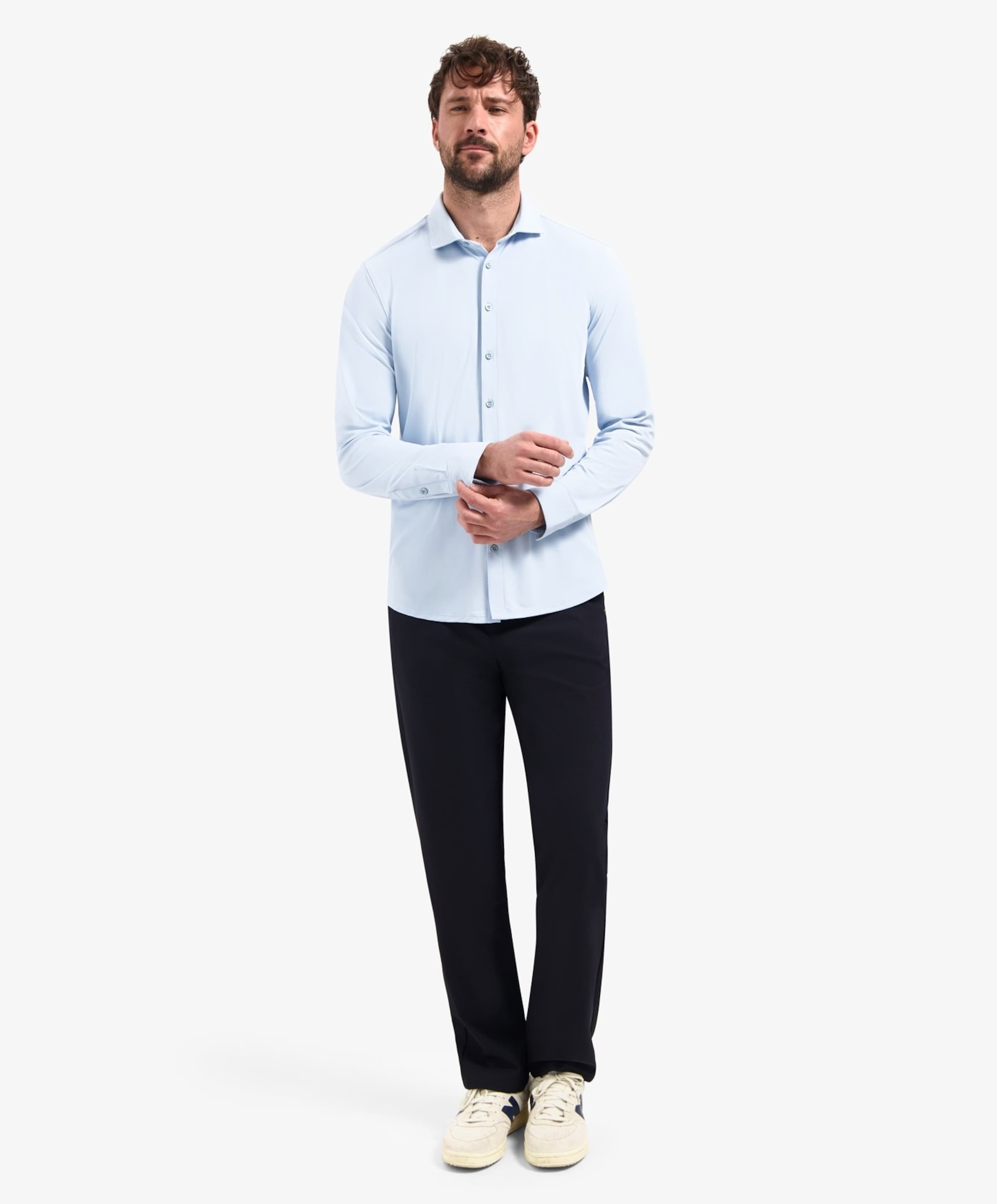 No Excess Heren overhemd lange mouw blauw