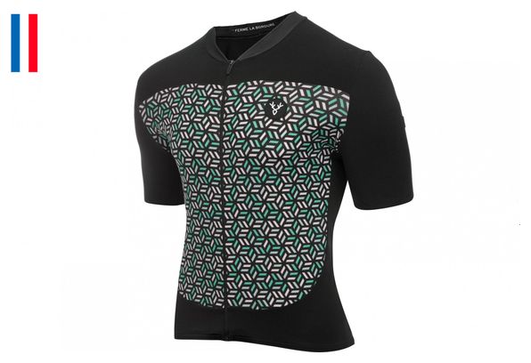Maillot Manches Courtes LeBram Croix de Fer Noir Céleste Coupe Ajustée