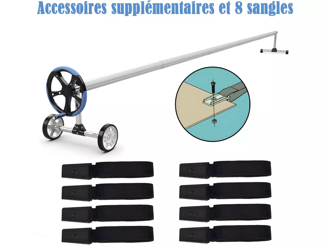 Enrouleur de couverture de piscine en aluminium et acier inoxydable
