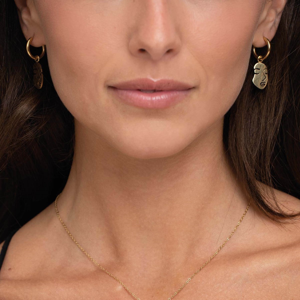 Boucles Visage acier doré or