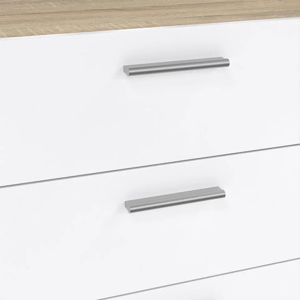 Hioshop Pepe kommode 8 lades eikenstructuur decor- wit hoogglans