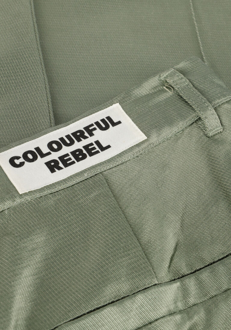 COLOURFUL REBEL groene colourful rebel pantalon wende satin pintuck low pants
