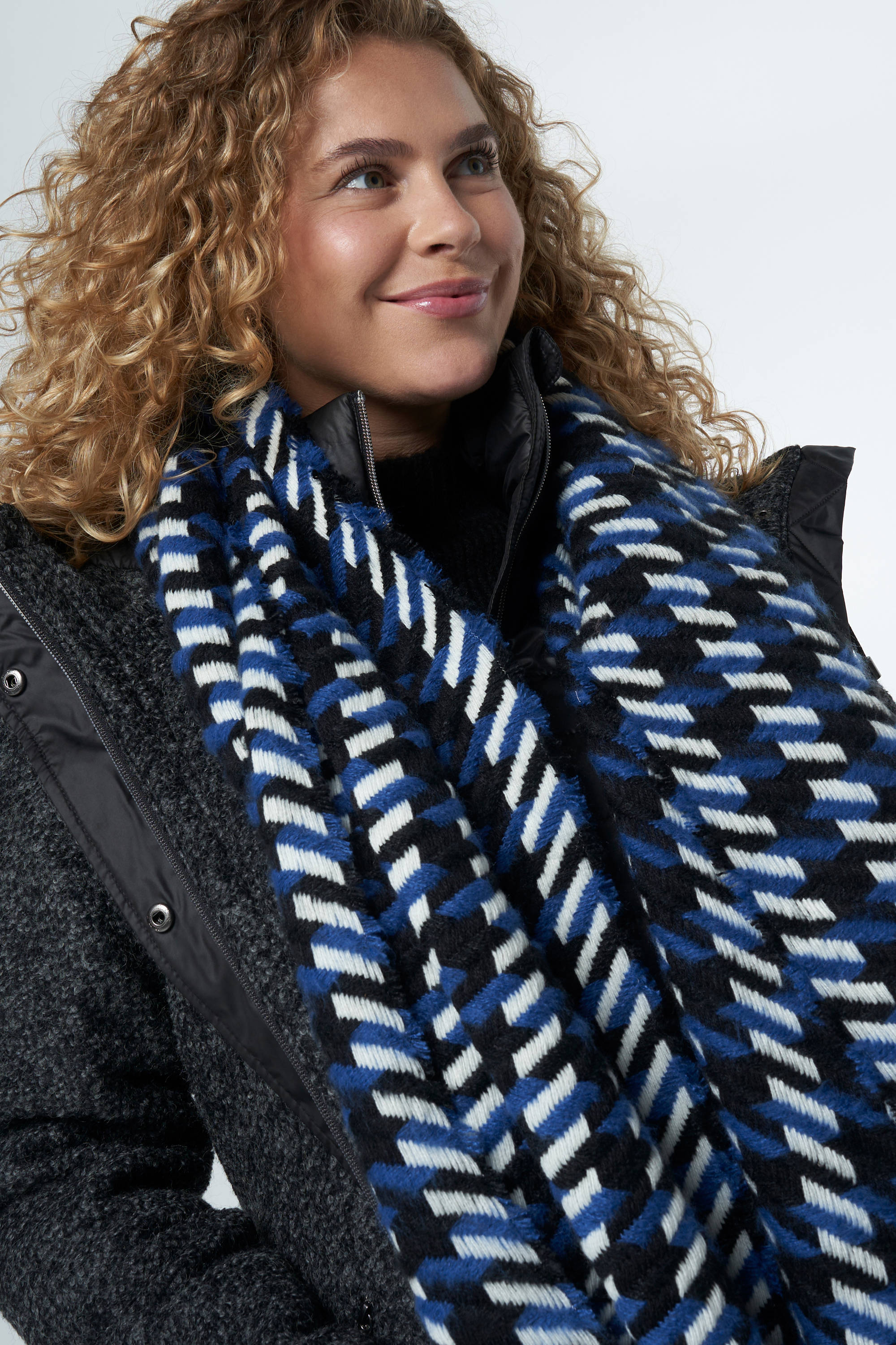 MS Mode sjaal met all over print blauw