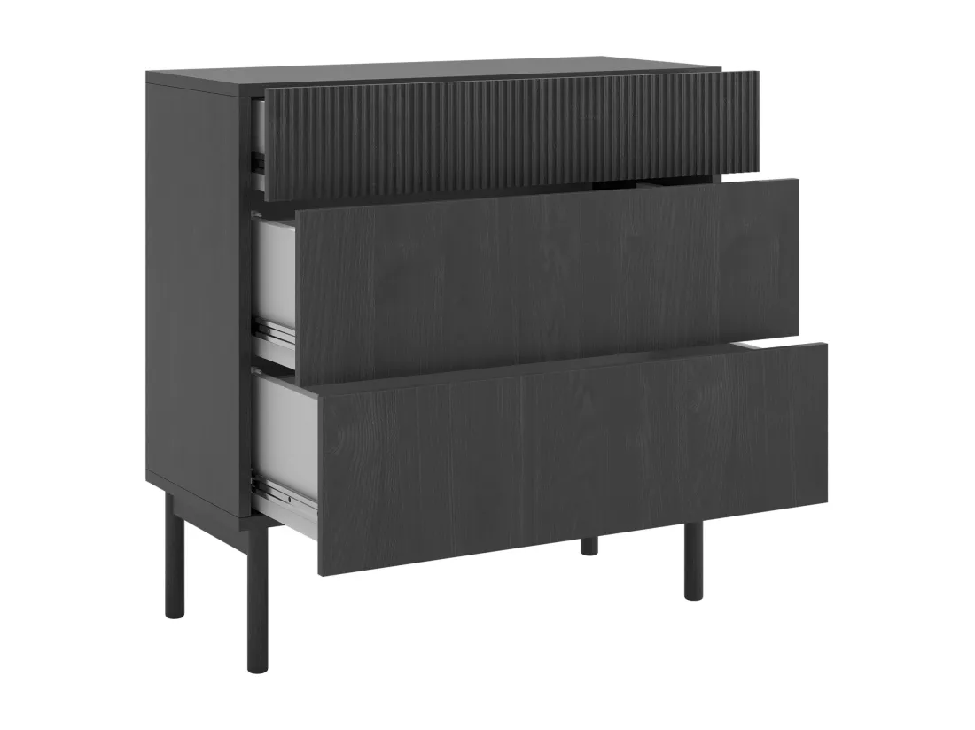 Commode - 90 cm - 3 tiroirs - couleur du bois de frêne Portland - NOLIE