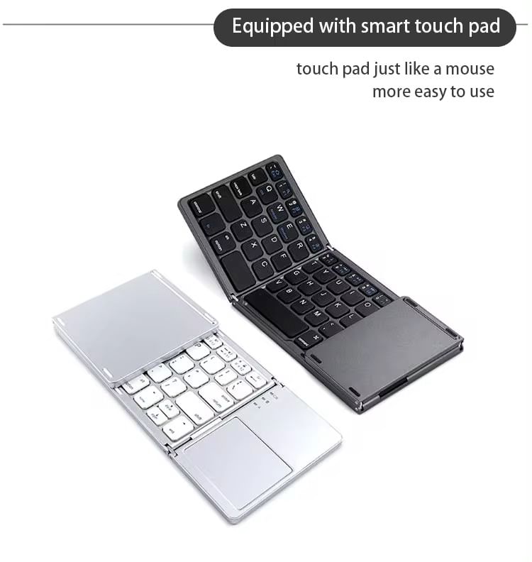 HOMTEC - Opvouwbaar Bluetooth-toetsenbord met trackpad, oplaadbaar via USB