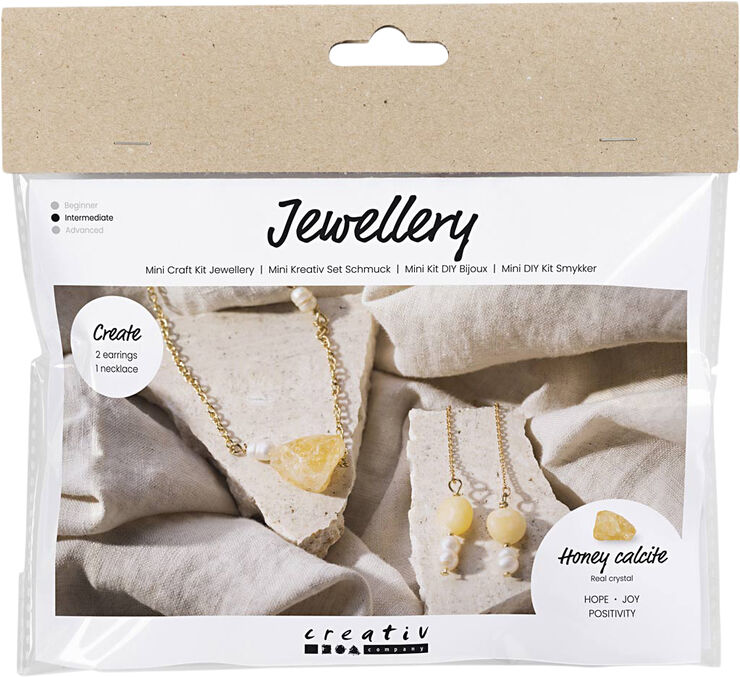 Creativ Company Mini DIY Kit Smykker, Halskæde og øreringe med honning calci