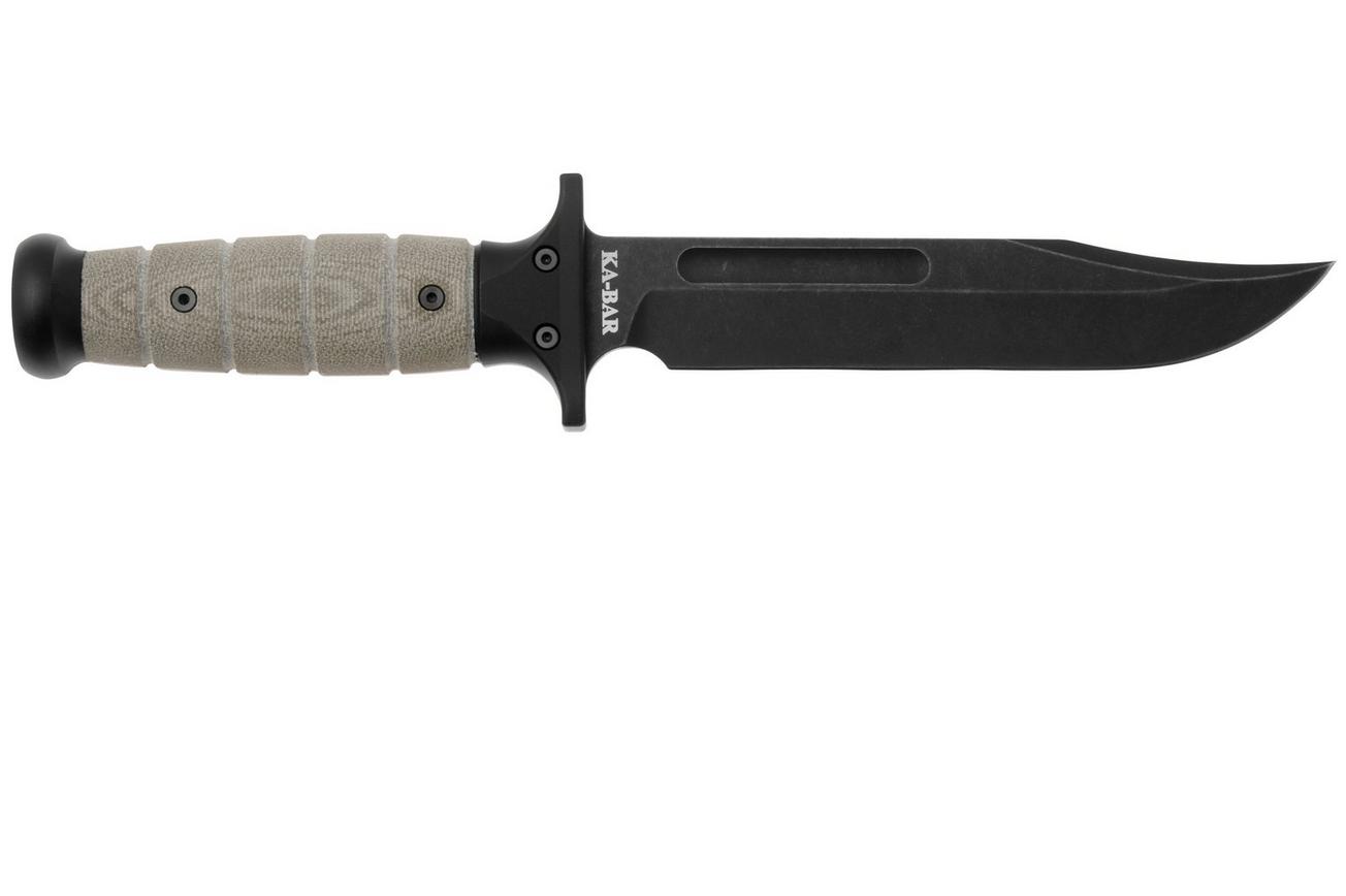 Rick Hinderer KA-BAR Blackwashed 3V, OD Green Micarta, vaststaand mes