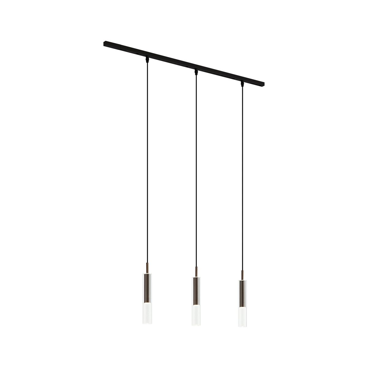 Modern railsysteem zwart met 3 hanglampen donker brons 1-fase - Slimline Loyce
