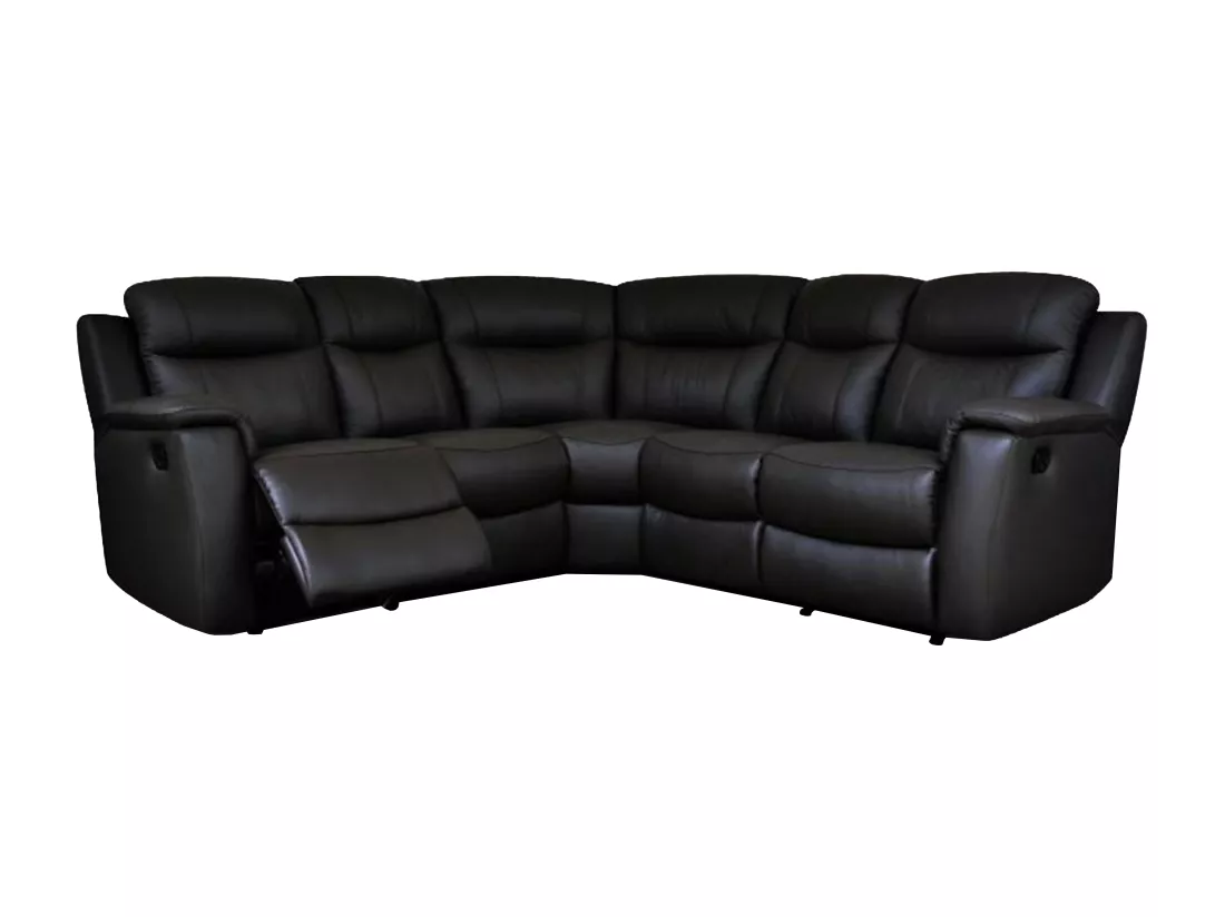 Canapé d'angle relax cuir EVASION - Noir