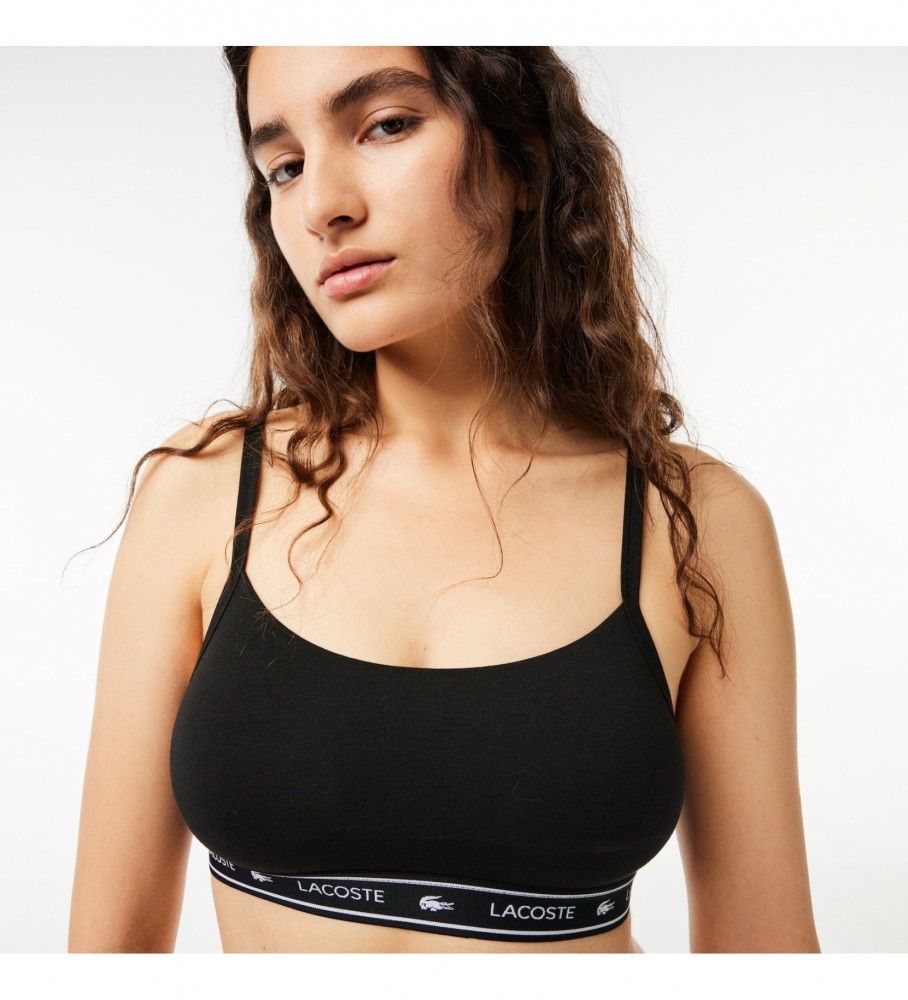 Sutiã Lacoste Bralette Bandeau com Logo - Preto