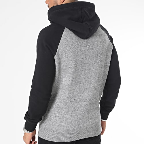 Sweat Capuche Essential Baseball Gris Chiné Noir