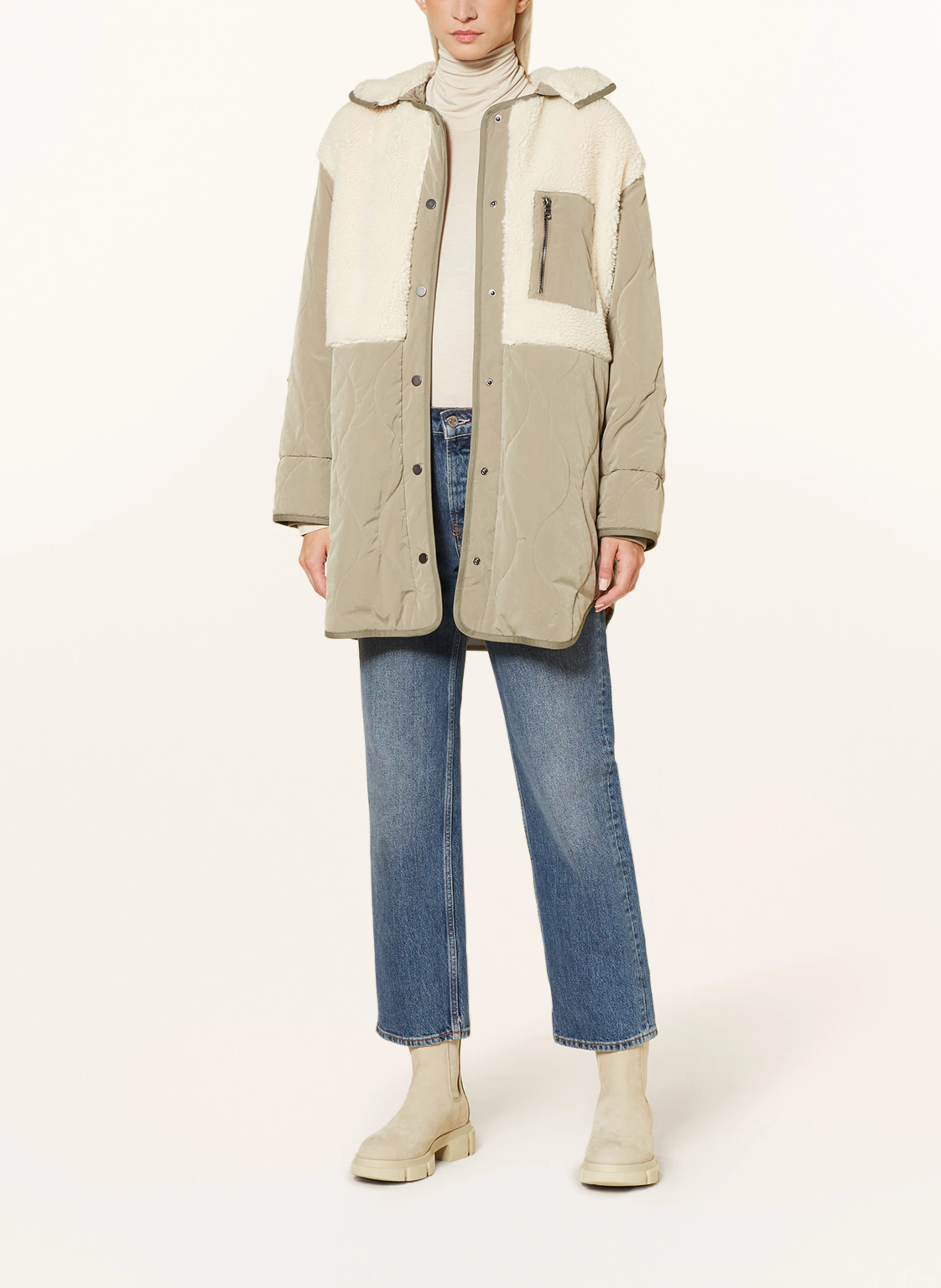 BLONDE No.8 Steppjacke mit abnehmbarer Kapuze und Teddyfell