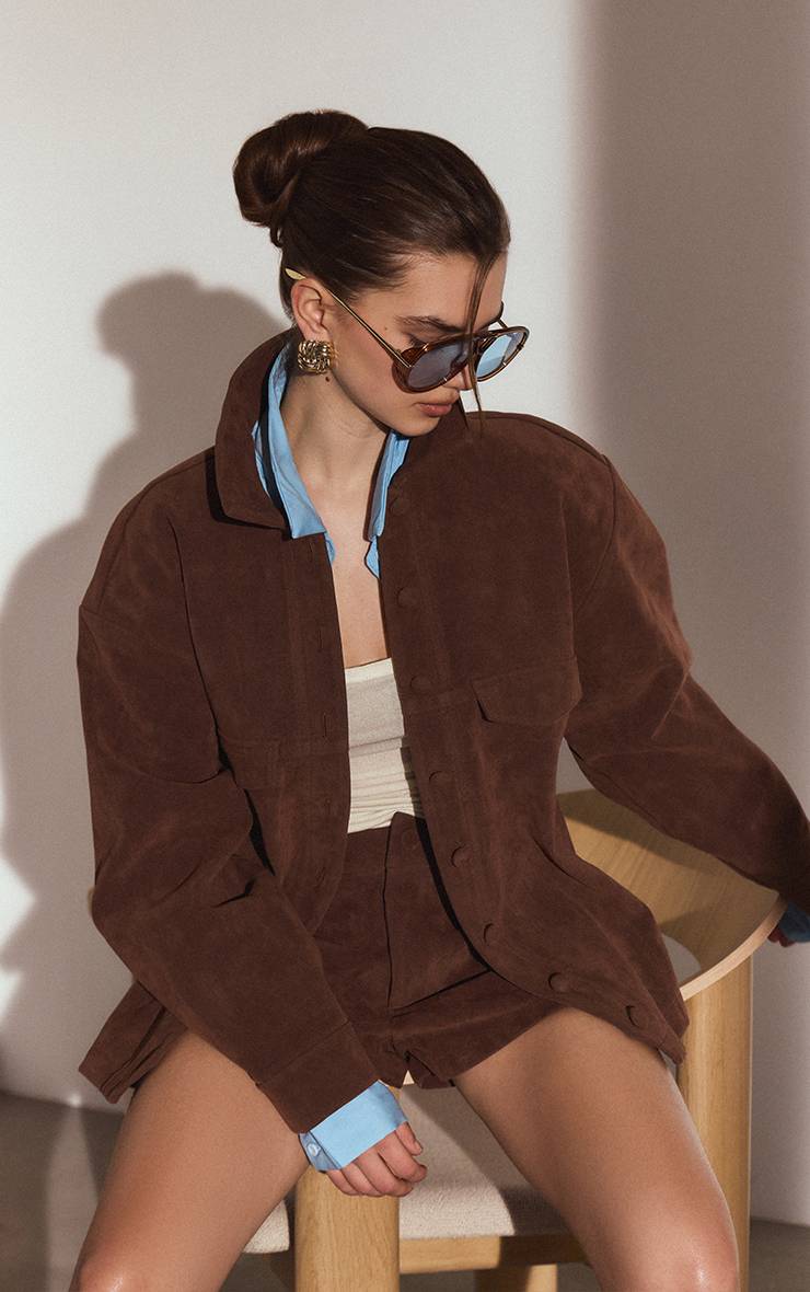 Gris Argile Veste En Synthétique Avec Détails De Poches