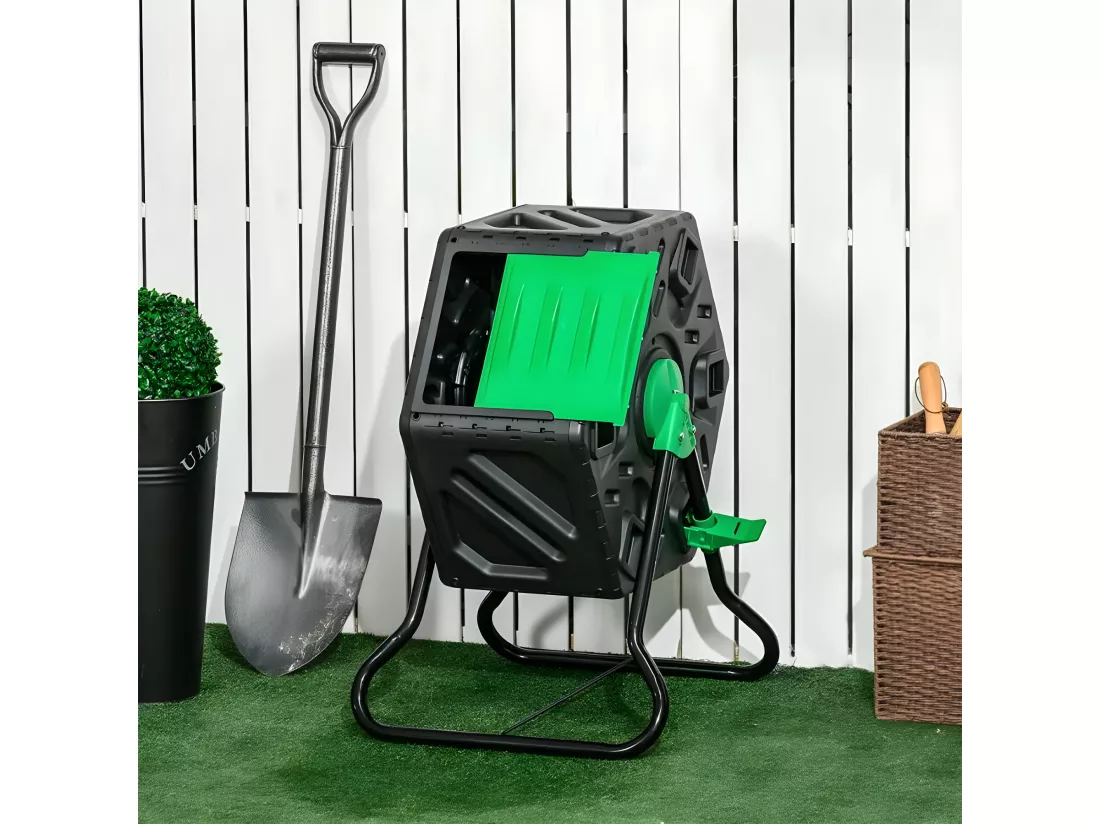 Composteur bac a compost de jardin rotatif de 65L en plastique CULTI