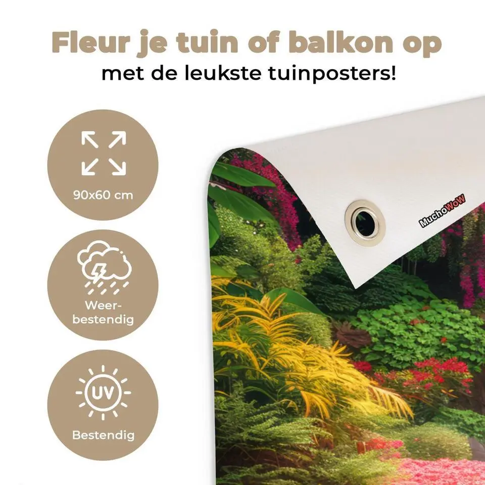 MuchoWow Tuinposter 90x60cm Waterval Natuur Planten Jungle