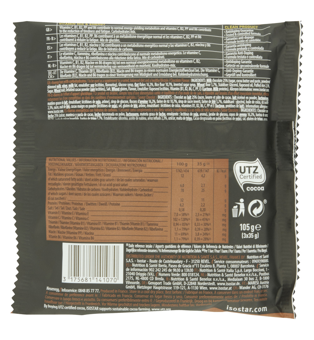 Isostar Reep Chocolate High Energy (105 gr)