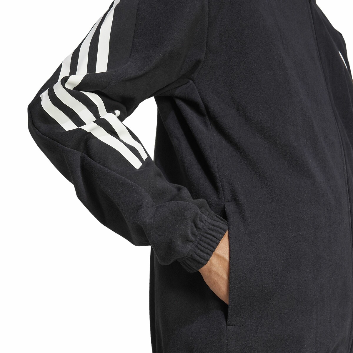 ADIDAS ROUPAS ESPORTIVAS<br>Moletom com zíper em fleece com 3 listras