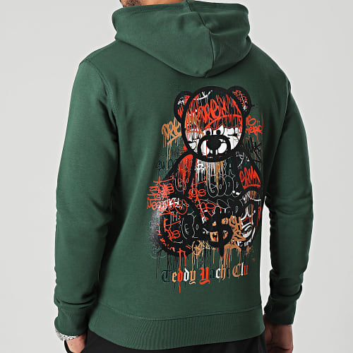 Sweat Capuche Art Series Dripping Orange Vert Bouteille