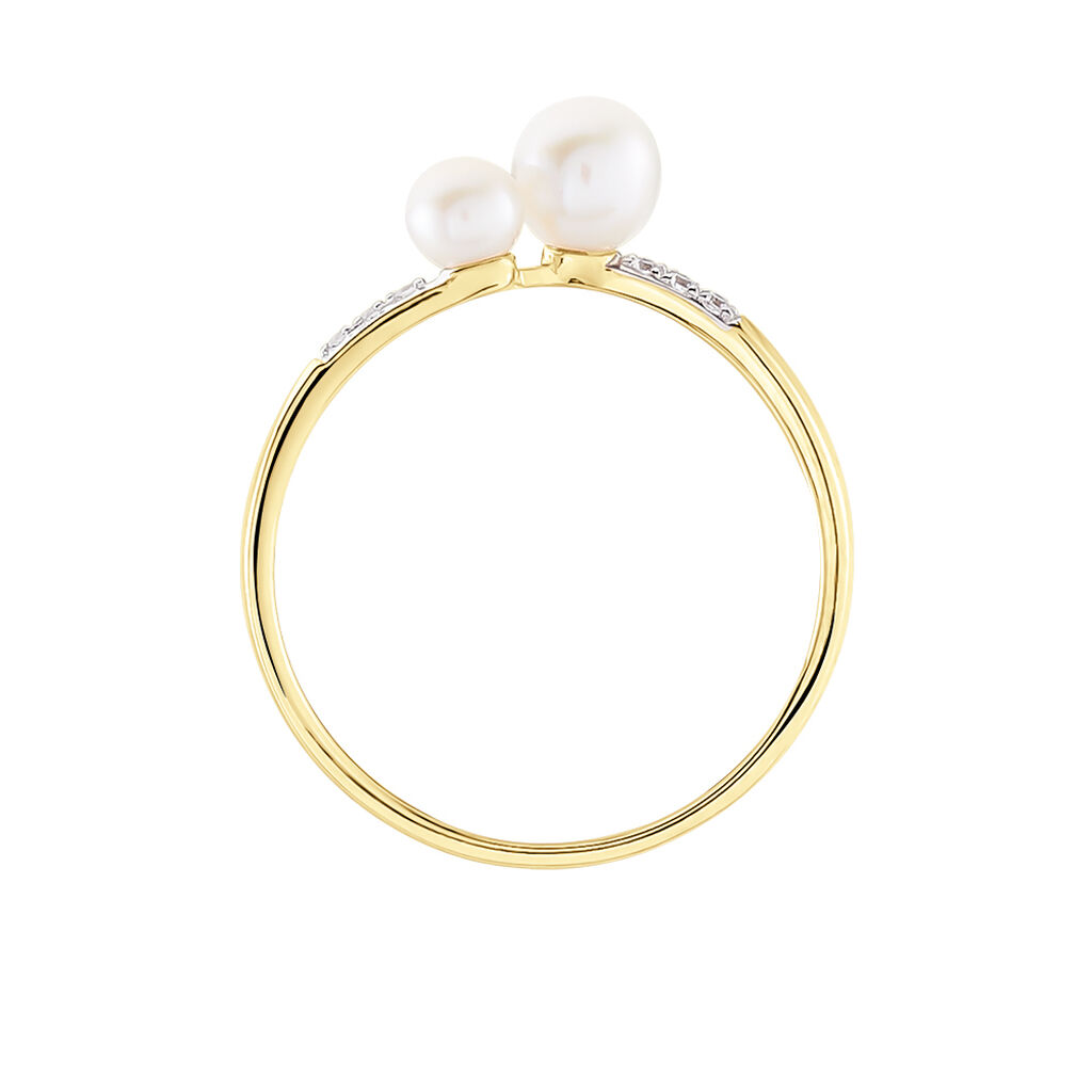 Bague Primo Or Jaune Perle De Culture Et Oxyde De Zirconium