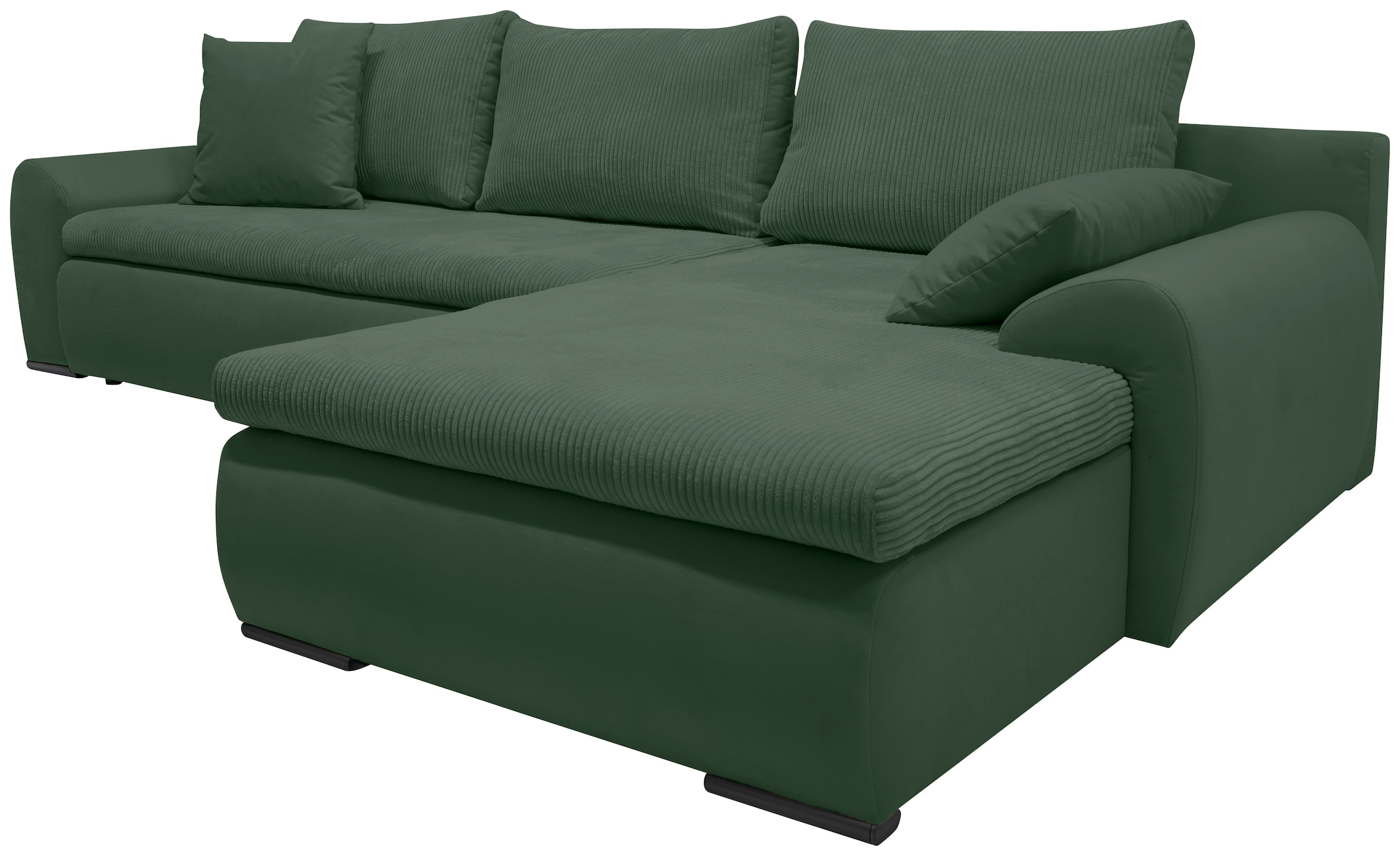 Home affaire Ecksofa »Win, L-Form,  Breite 285cm« optional mit Schlaffunktion und Bettkasten, dunkelgrün, Cord