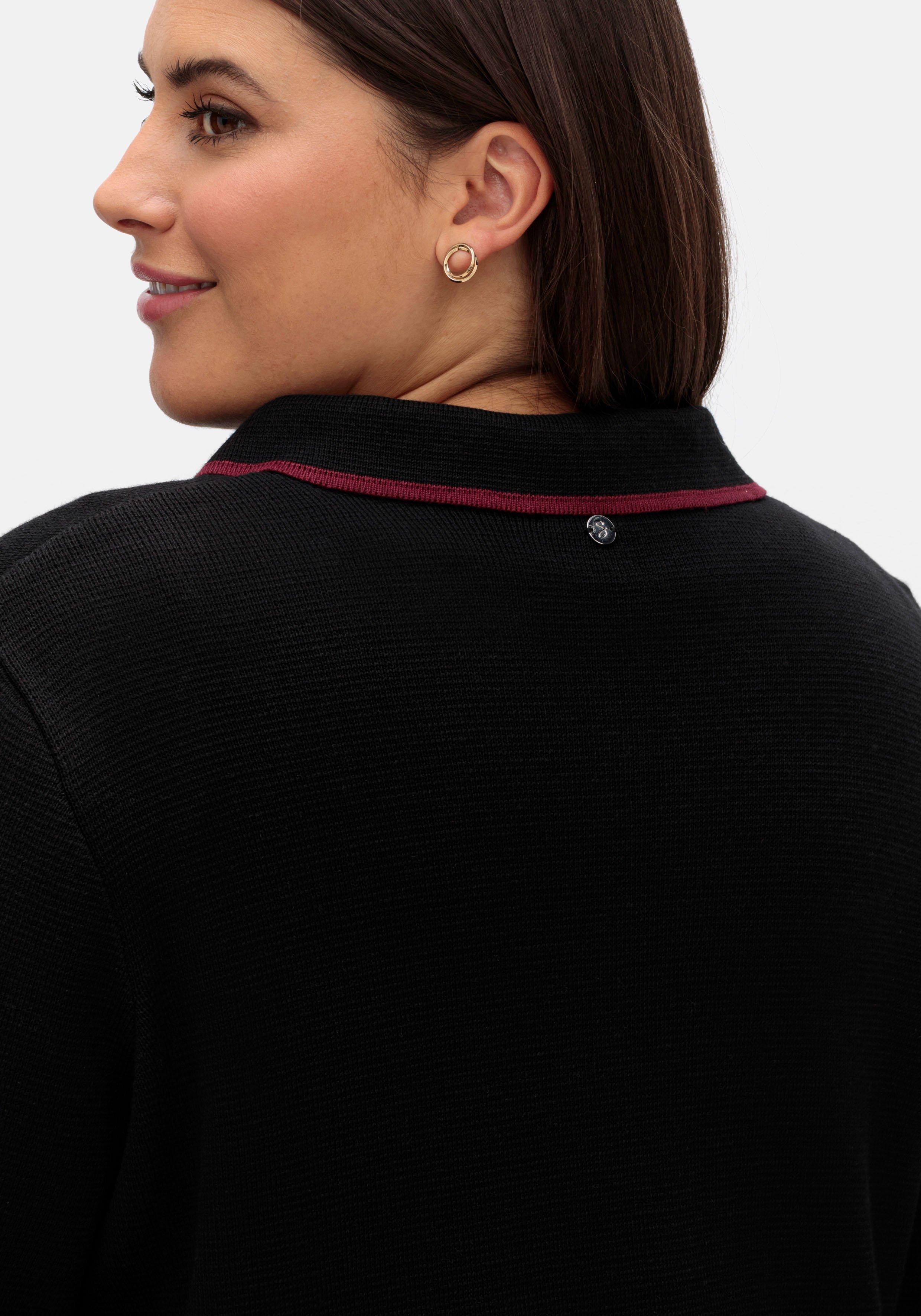 Strickjacke mit Polokragen und Reißverschluss
