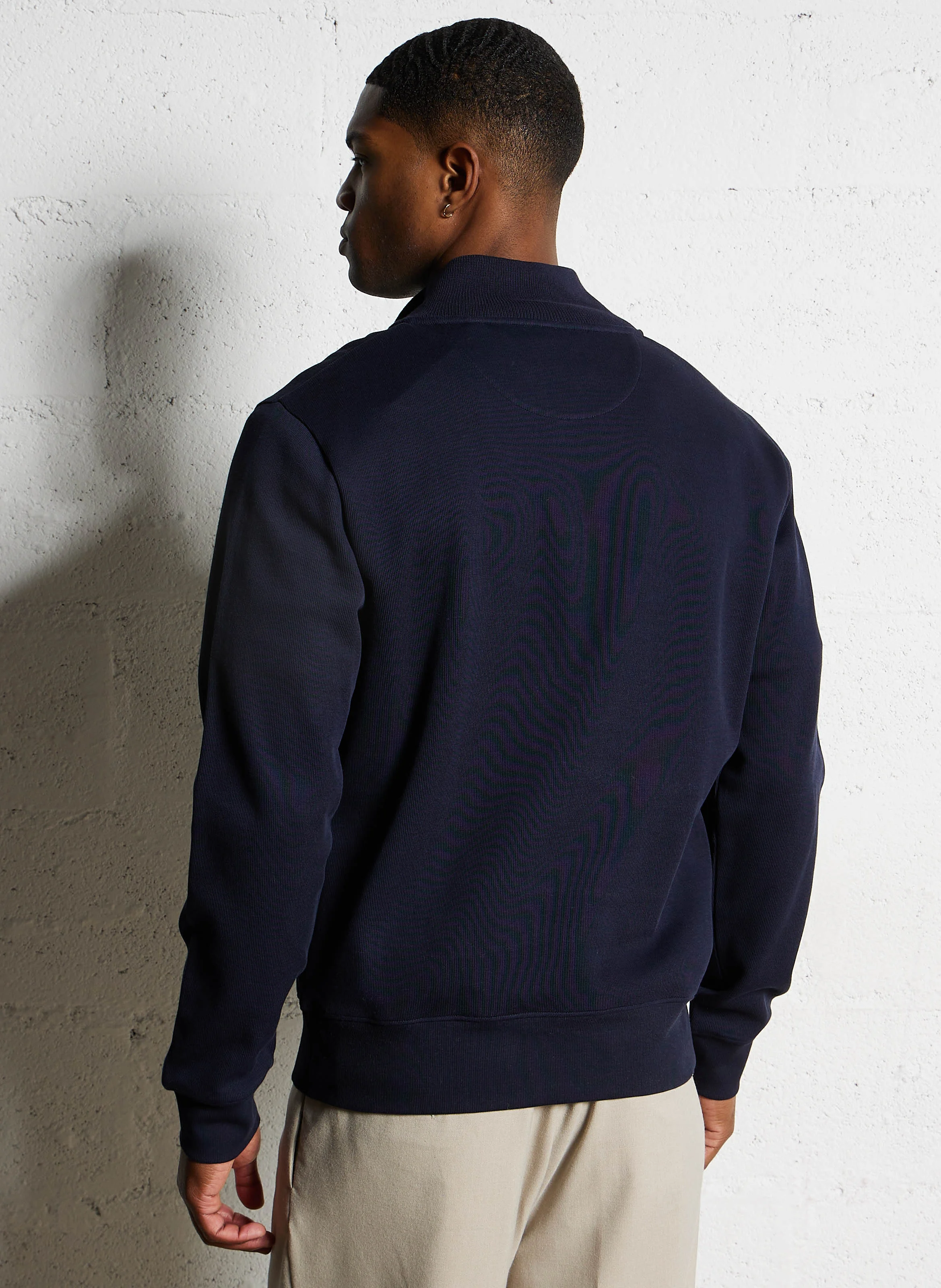 Pull col montant en coton | Bleu