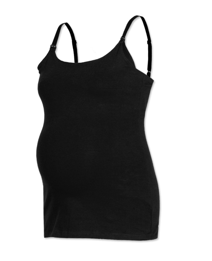 Prénatal voedings singlet spaghettibandjes effen zwart