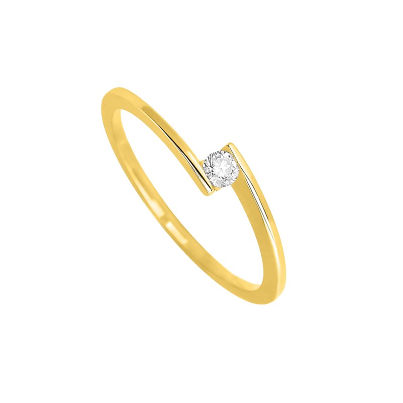 Bague Femme - Or 18 Carats - Diamant 0,08 Carats