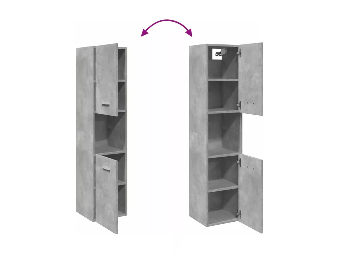 Armoire de salle de bain suspendue gris béton bois d'ingénierie