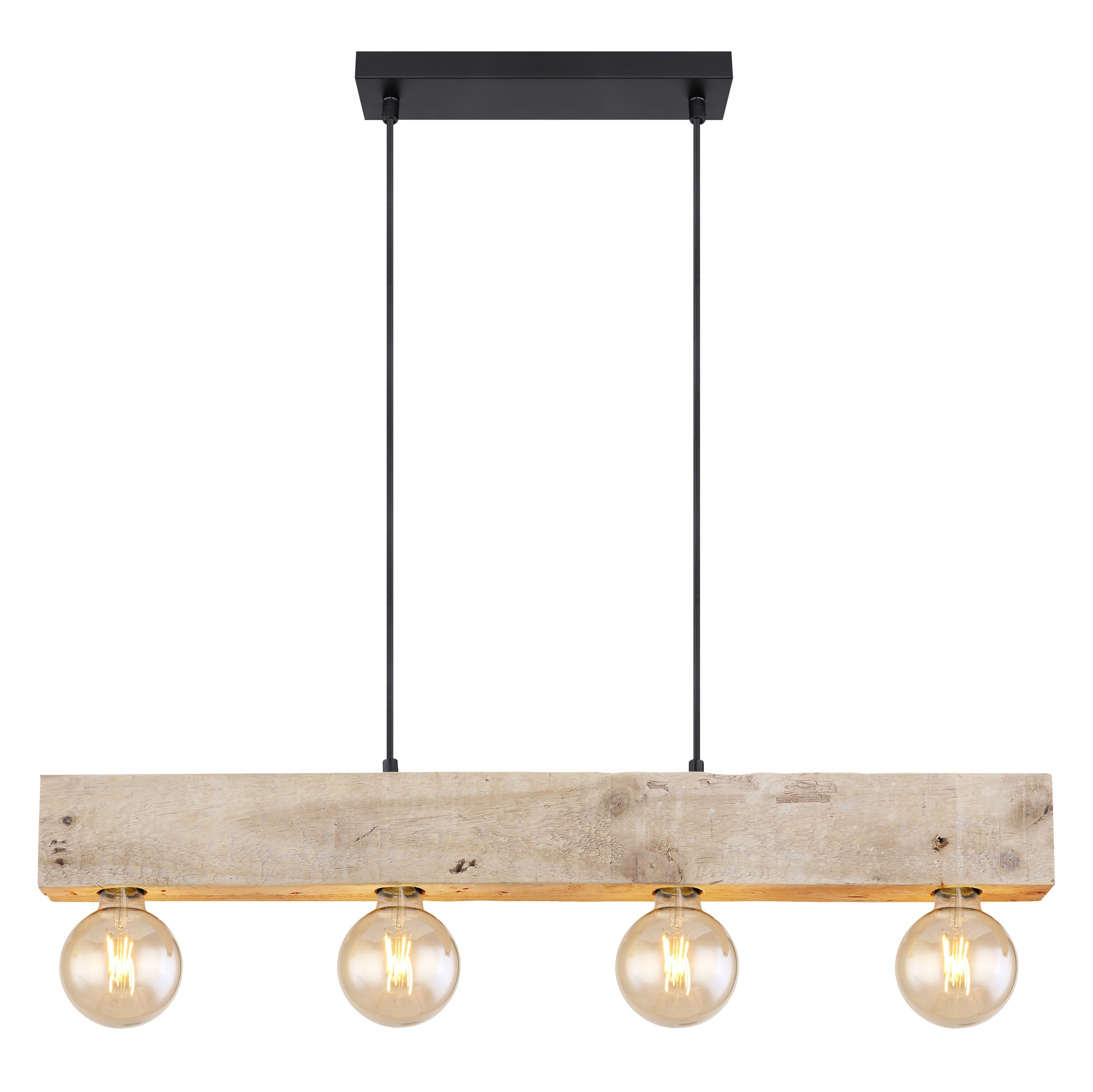 GLOBO Retrofit Balkenpendel Adalie schwarz /Holz 80x6cm H120cm