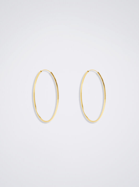 Brincos de argola longos em prata de lei 925 - Dourado