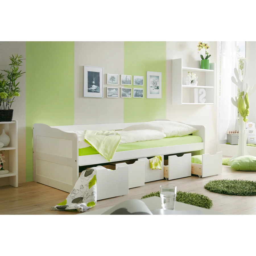 TiCAA Sofabett Maria mit Schubladen weiß
