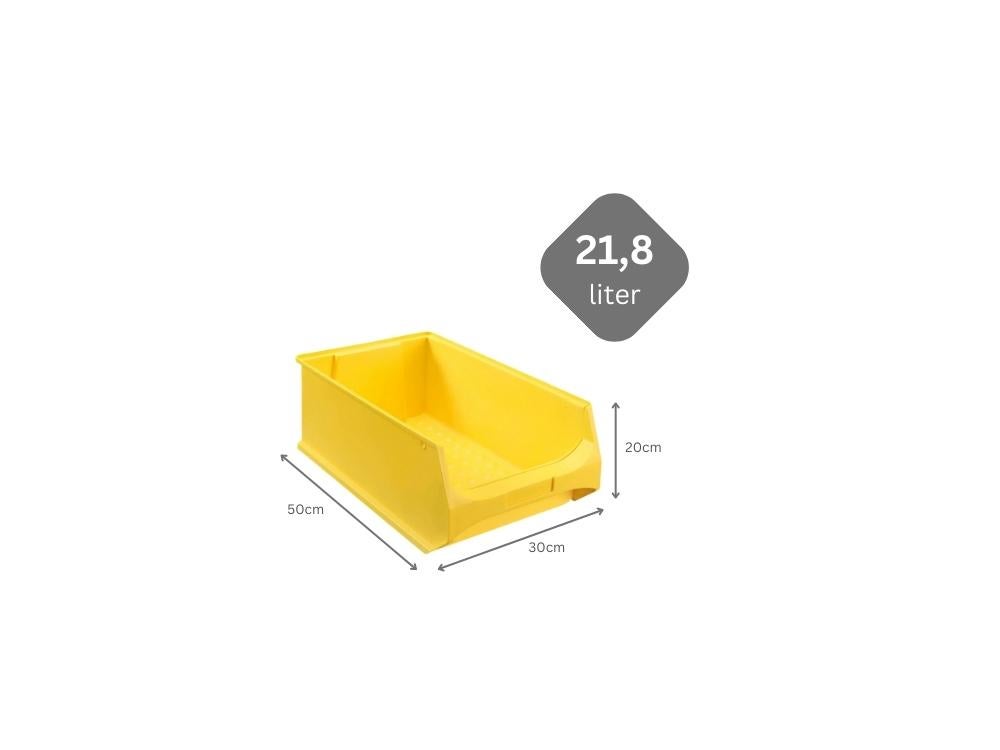 PROREGAL Gele Opbergdoos 5,0 HxBxD 20 x 30 x 50 cm 21,8 liter Opbergcontainer Opbergdoos Opbergdoos Assortiment Sorteercontainer
