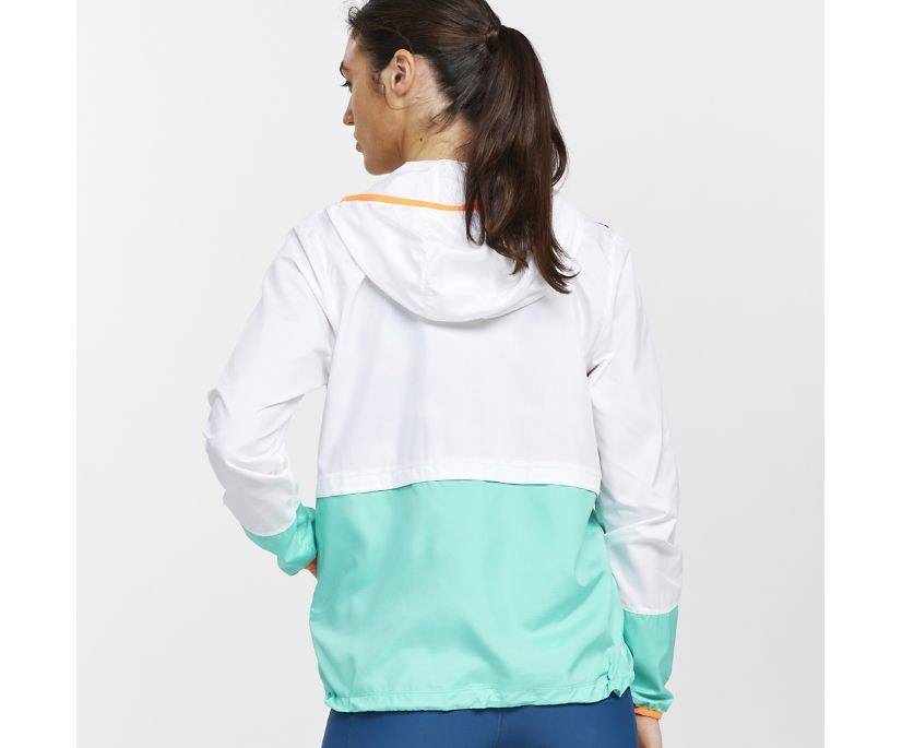 Saucony Packaway Hardloopjack Wit/Mint Groen Dames