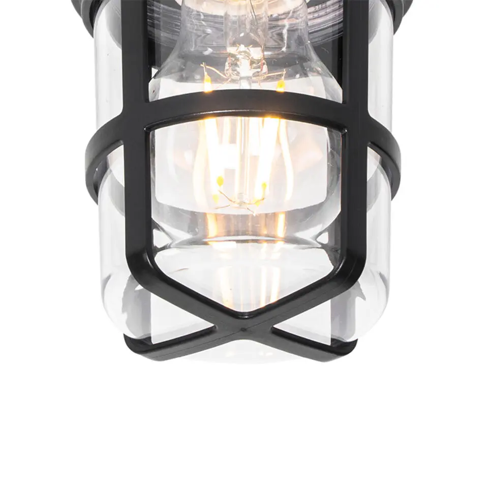 Qazqa plafondlampen buiten kiki zwart e27