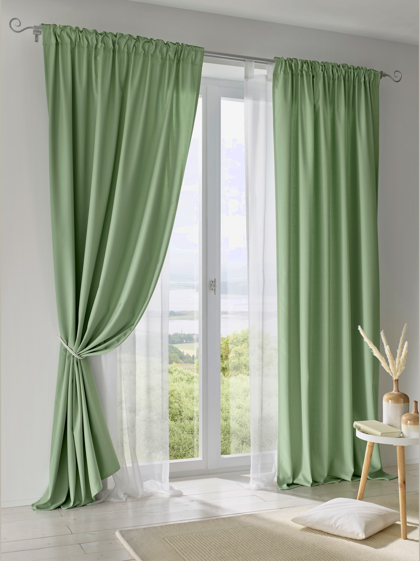 Rideau tissu décoratif devant, polaire au dos